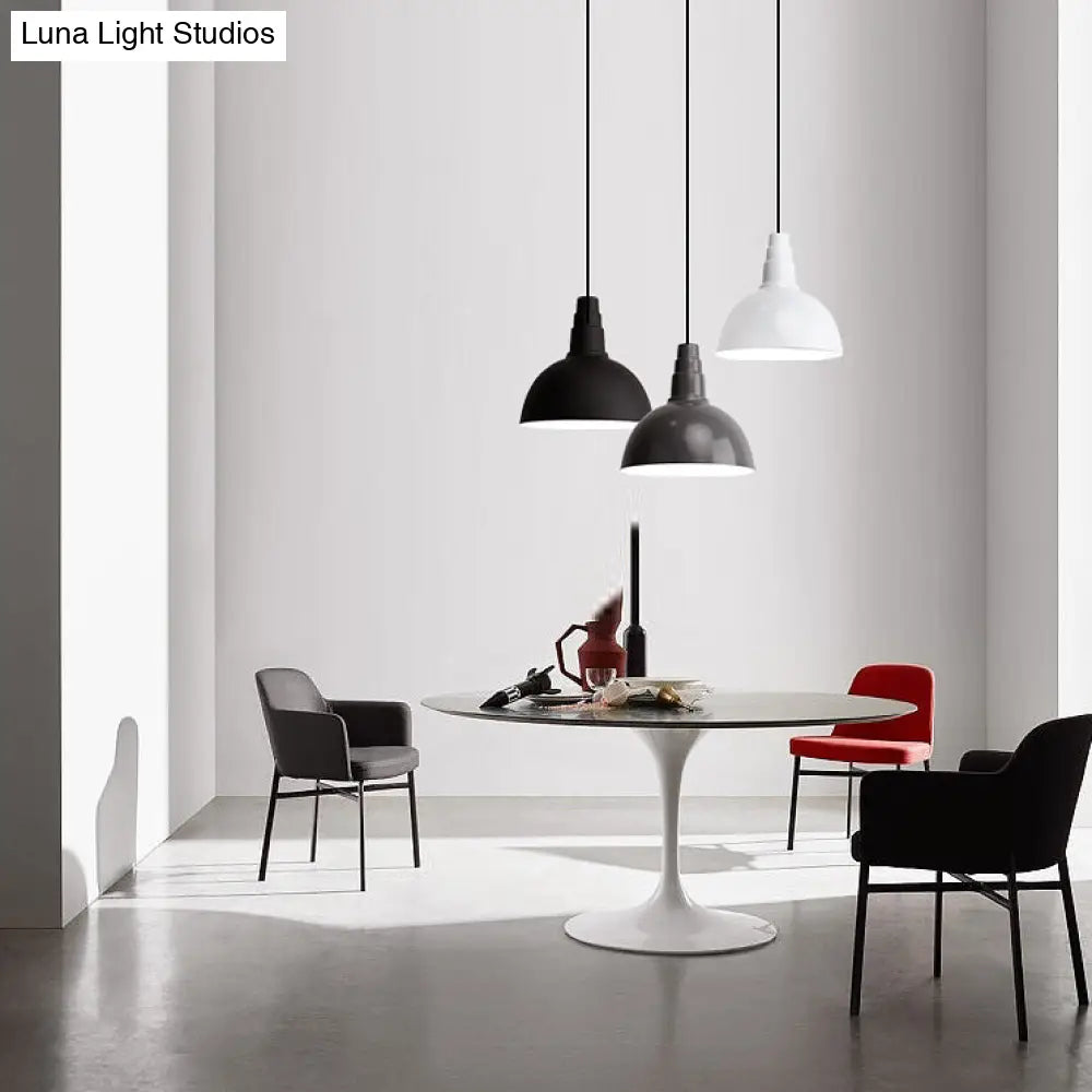 Nordic Style Bowl Hanging Light - Adjustable 1 Metal Pendant For Office And Study Room