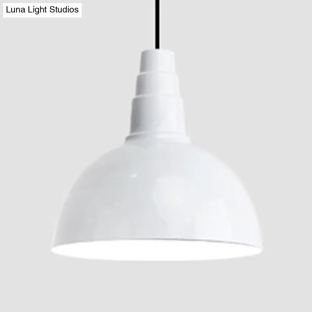 Nordic Style Bowl Hanging Light - Adjustable 1 Metal Pendant For Office And Study Room White