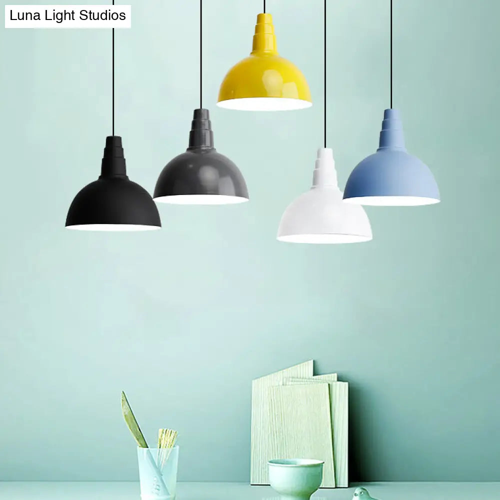 Nordic Style Bowl Hanging Light - Adjustable 1 Metal Pendant For Office And Study Room