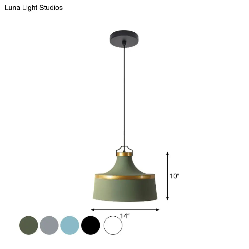 Nordic Style Aluminum Barn Pendant Light Kit In Black/Blue/Grey - Single-Bulb Hanging Ceiling