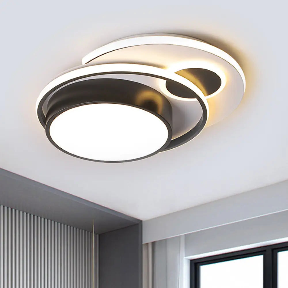 Nordic Style Aluminum Black-White Led Ceiling Light With Multi-Circles In Warm/White 16/19.5 Wide