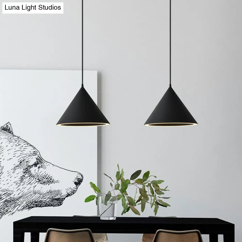 Nordic Style Aluminum Conic Pendant Light With Led For Dining Room Ceiling