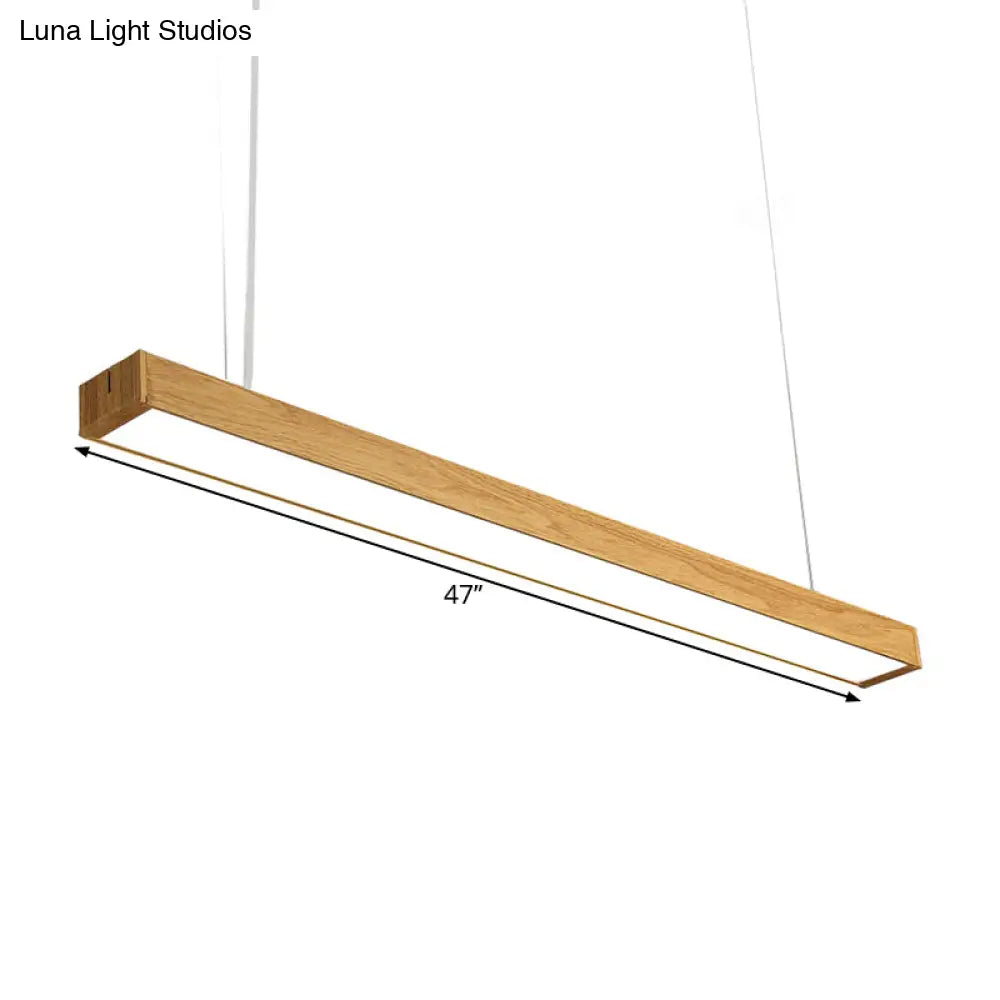 Nordic Style Aluminum Linear Pendant Lamp - 23.5’/47’/71’ Long Led Ceiling Hang Light In Wood