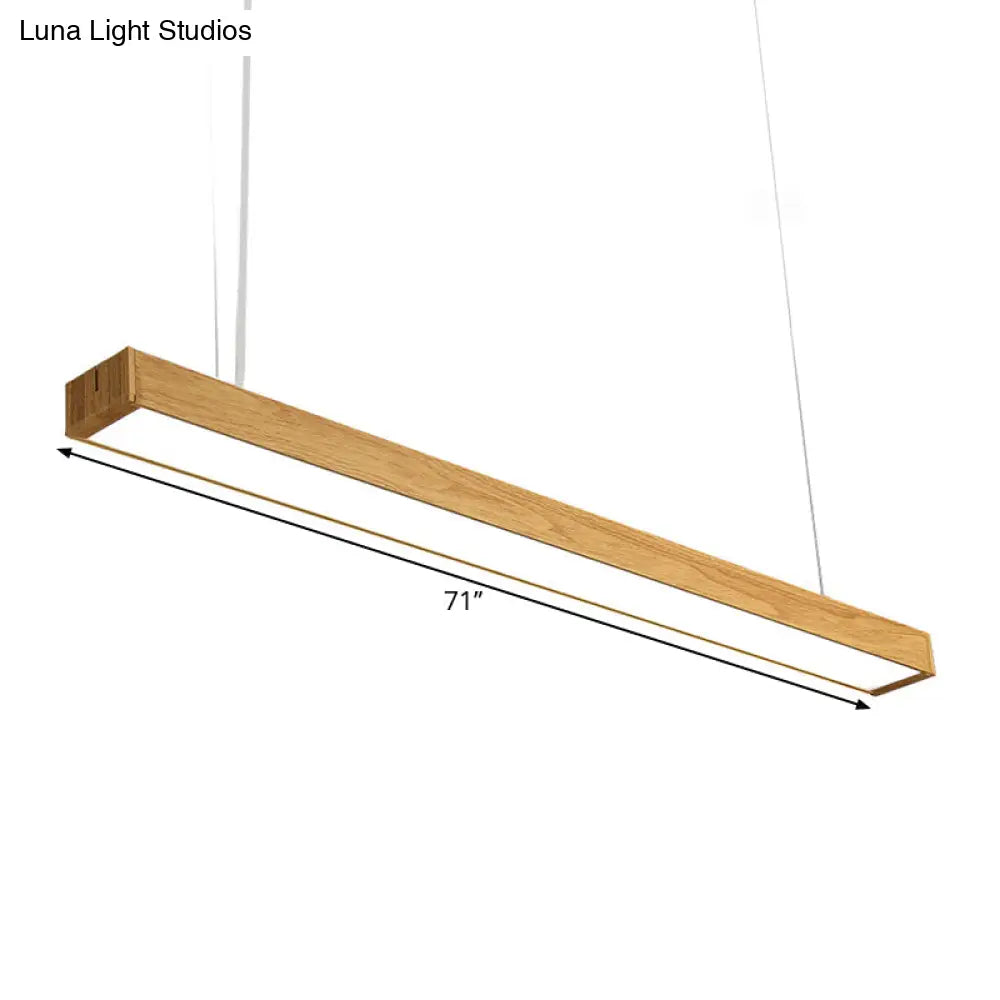 Nordic Style Aluminum Linear Pendant Lamp - 23.5’/47’/71’ Long Led Ceiling Hang Light In Wood