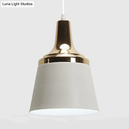 Nordic Style Aluminum Coolie Pendant Lamp With Single Bulb - Ideal For Living Room White