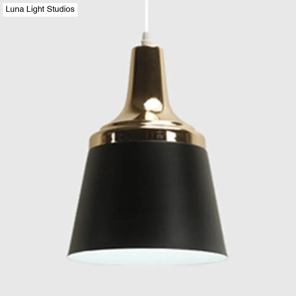 Nordic Style Aluminum Coolie Pendant Lamp With Single Bulb - Ideal For Living Room Black