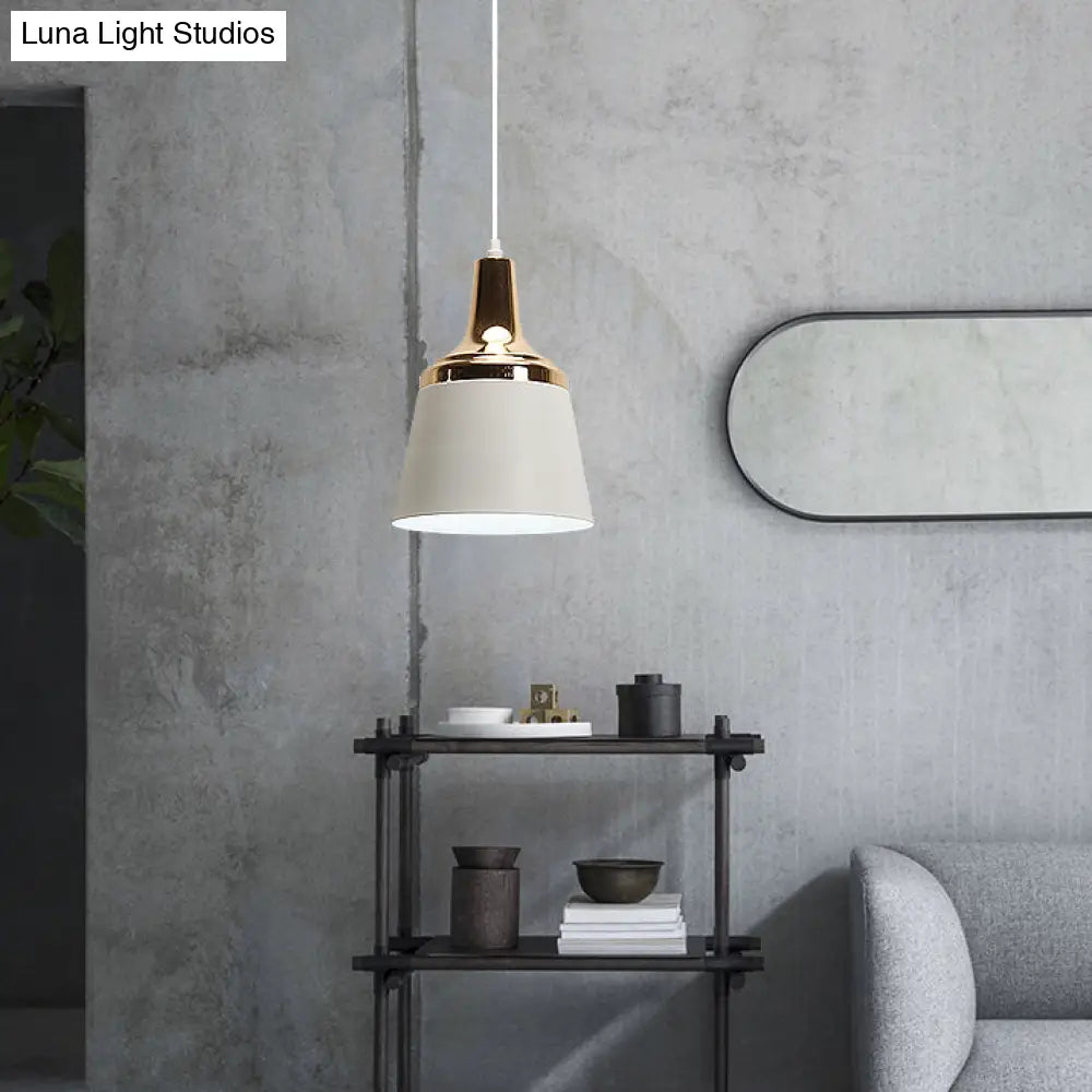 Nordic Style Aluminum Pendant Lamp With Coolie Shade - One Bulb Hanging Light For Living Room