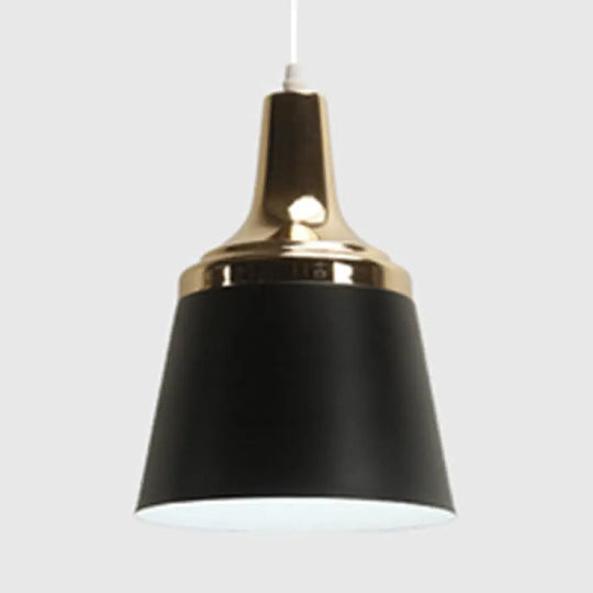 Nordic Style Aluminum Pendant Lamp With Coolie Shade - One Bulb Hanging Light For Living Room Black