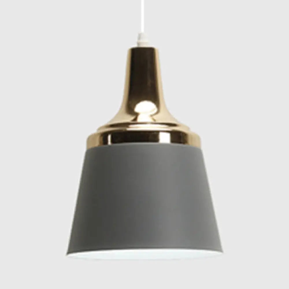 Nordic Style Aluminum Pendant Lamp With Coolie Shade - One Bulb Hanging Light For Living Room Grey