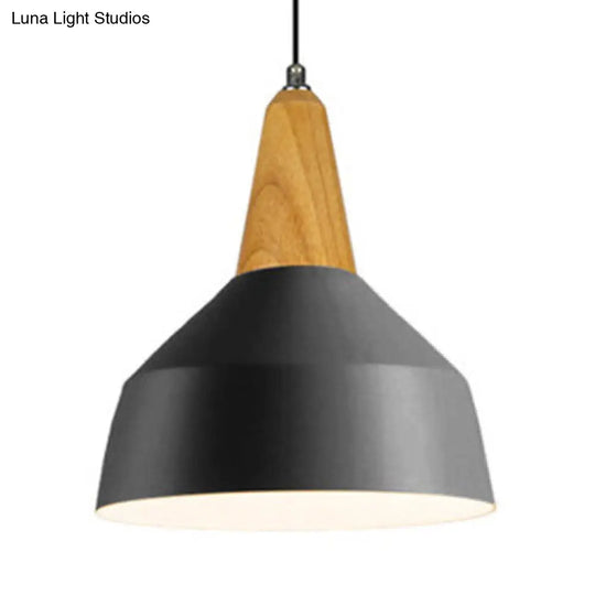 Stylish Nordic Pendant Light For Study Room - Aluminum & Wood Suspension Black / 10