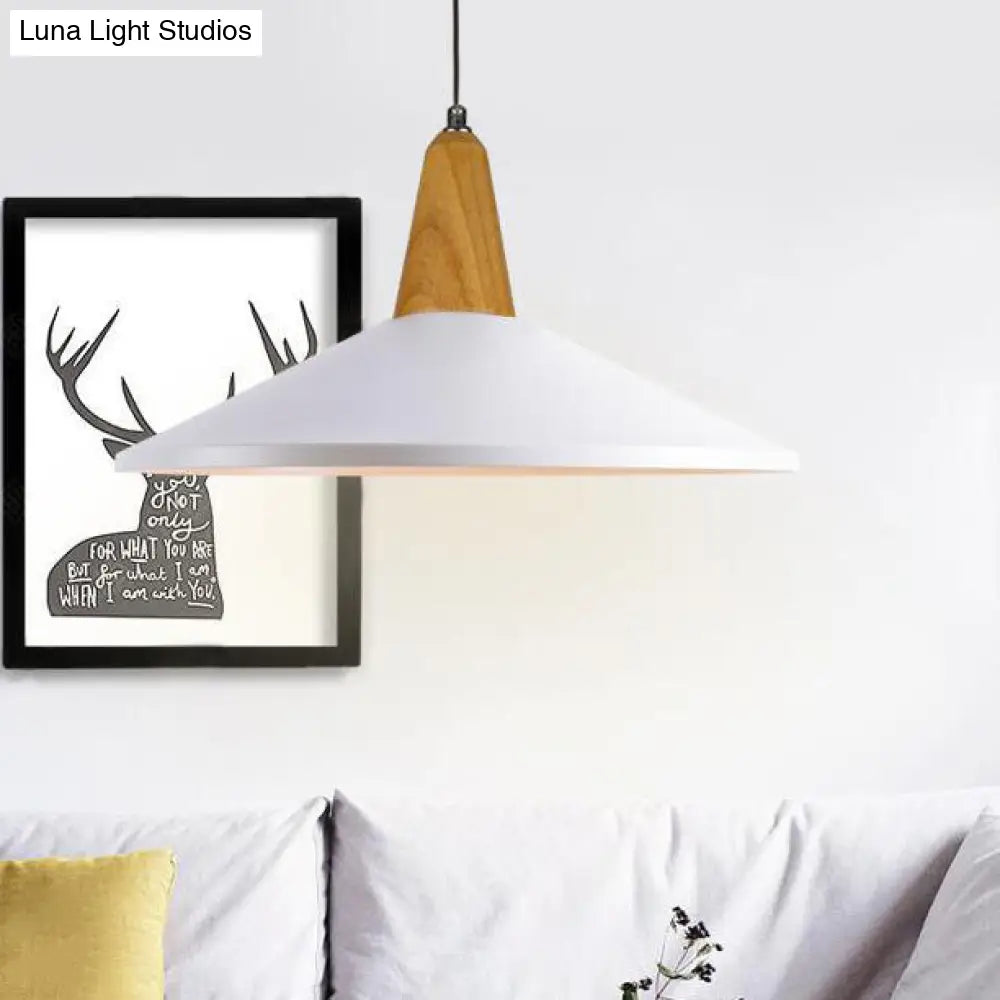 Stylish Nordic Pendant Light For Study Room - Aluminum & Wood Suspension