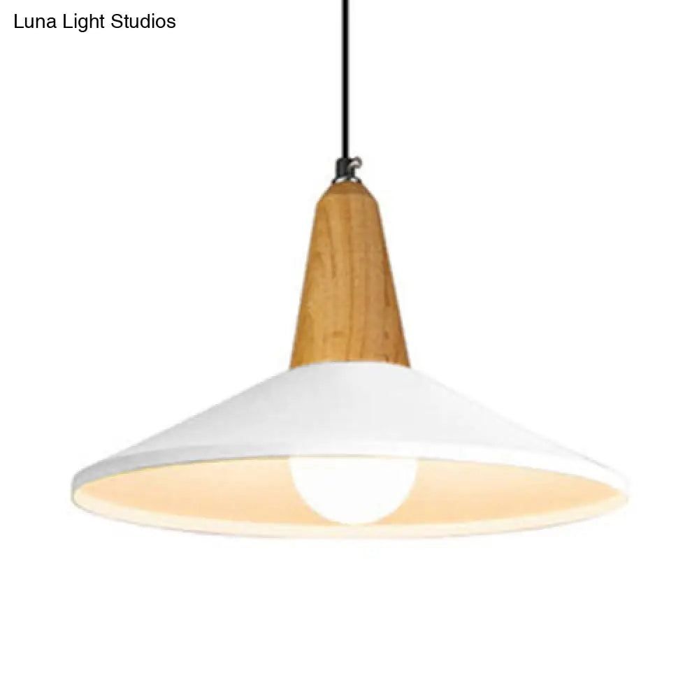 Stylish Nordic Pendant Light For Study Room - Aluminum & Wood Suspension White / 14