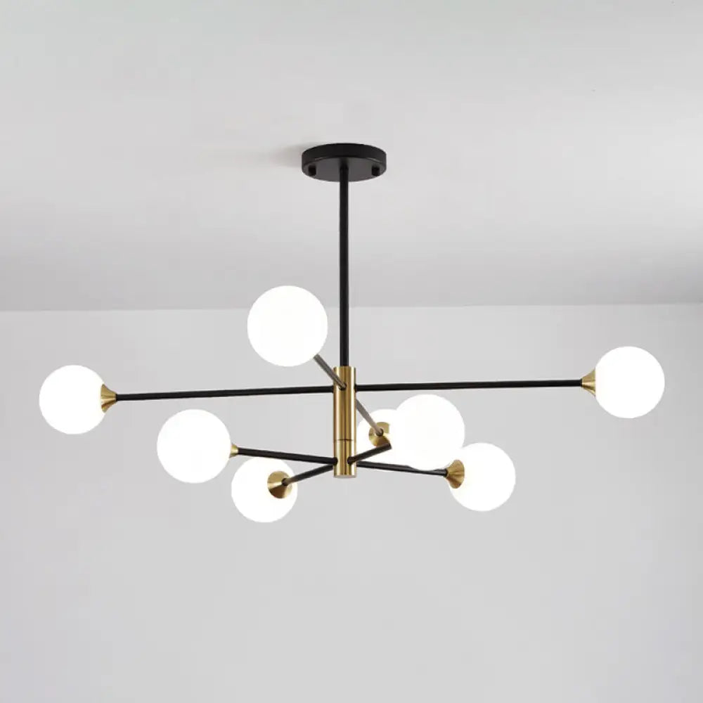 Nordic Style Bedroom Chandelier With White Glass Shade 8 / Black Milk