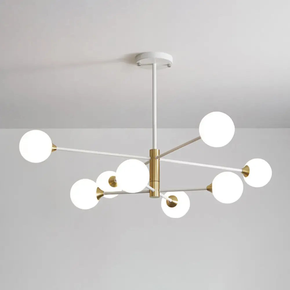 Nordic Style Bedroom Chandelier With White Glass Shade 8 / Milk