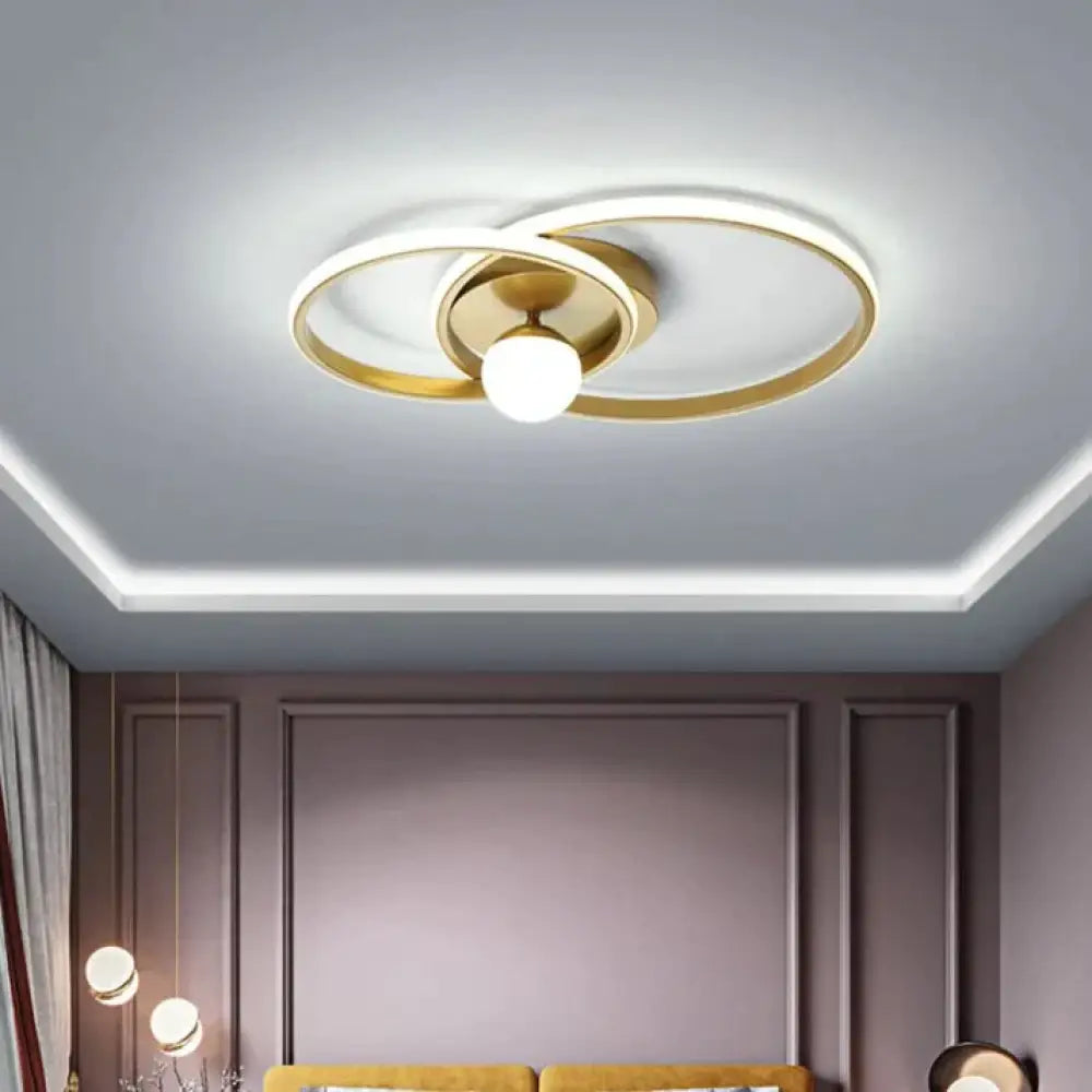 Nordic Style Bedroom Lamp Ring Ceiling Gold 46Cm / White Light