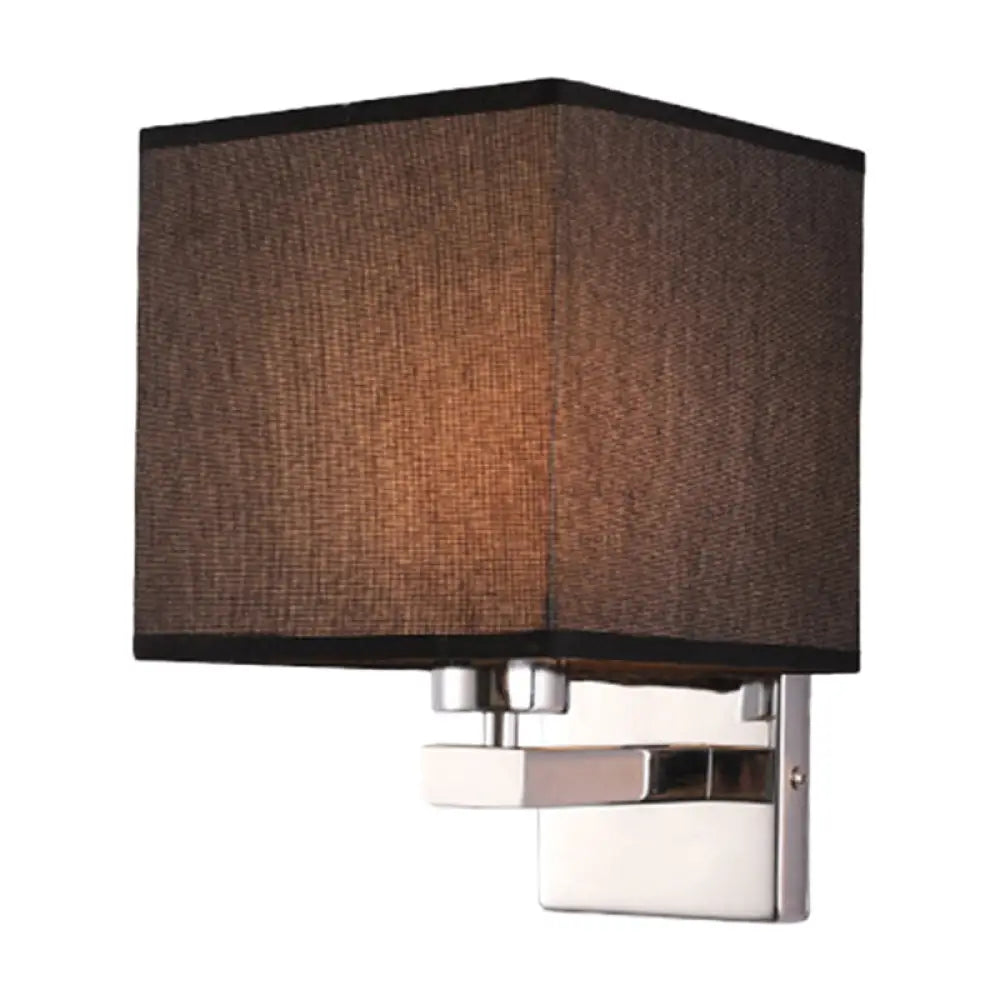 Nordic Style Beige Cube Wall Light - 1 Head Fabric Mounted Fixture For Bedroom Black