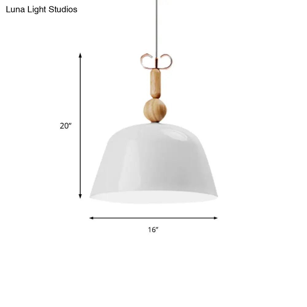 Nordic Style Metal Bell Pendant Light - 12/16 Wide Monochrome Single-Light Hanging Lamp For Kitchen