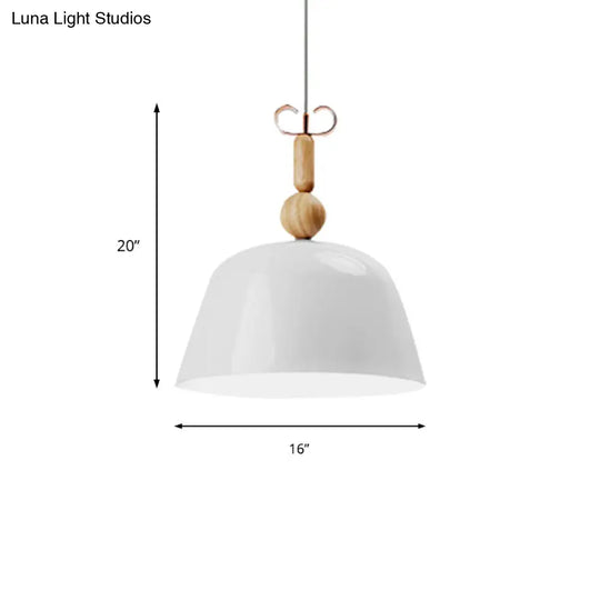 Nordic Style Metal Bell Pendant Light - 12/16 Wide Monochrome Single-Light Hanging Lamp For Kitchen