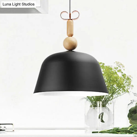 Nordic Style Metal Bell Pendant Light - 12/16 Wide Monochrome Single-Light Hanging Lamp For Kitchen