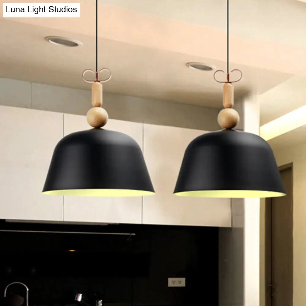 Nordic Style Metal Bell Pendant Light - 12/16 Wide Monochrome Single-Light Hanging Lamp For Kitchen