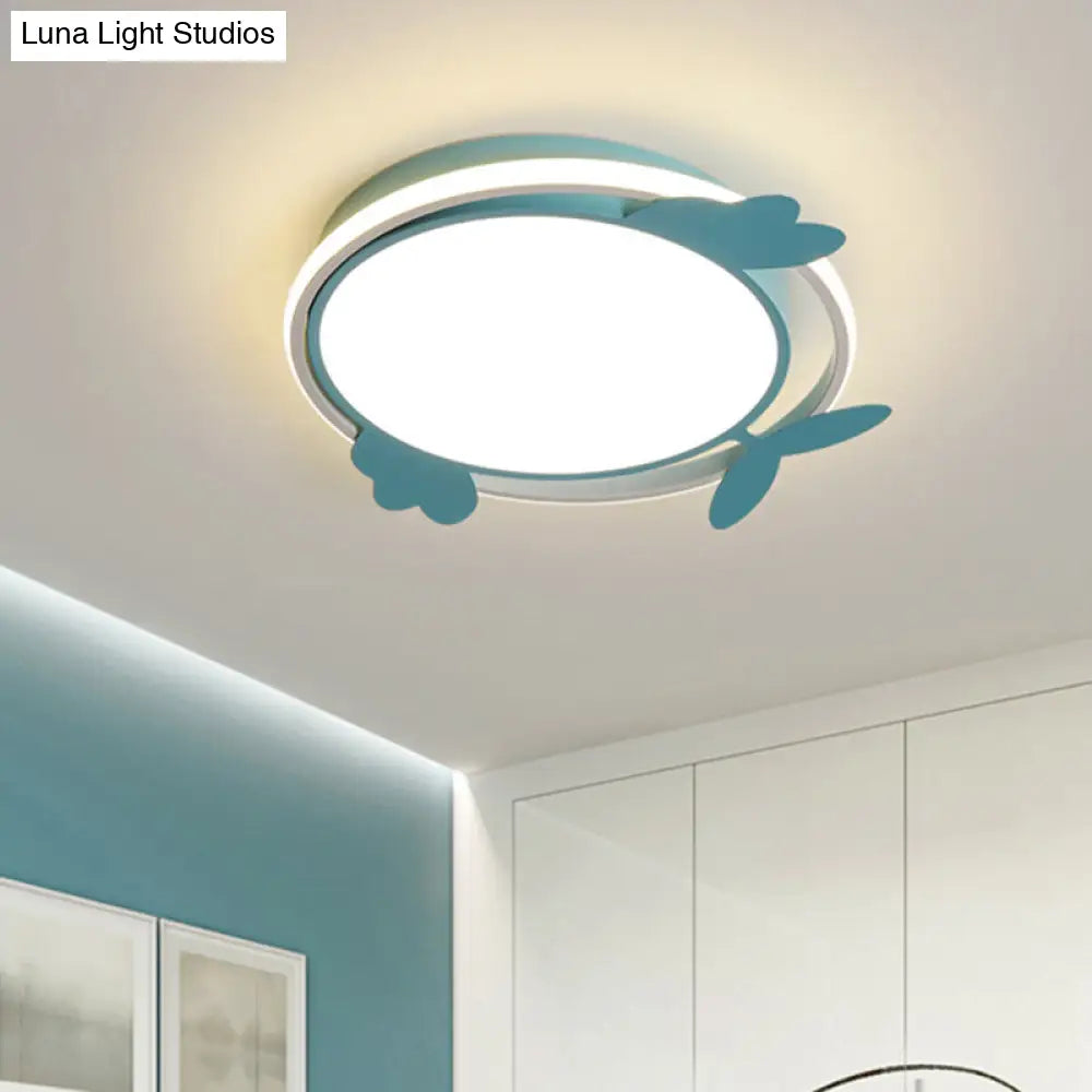 Nordic Style Bird Ceiling Light Fixture With Acrylic Led - Pink/Blue Flush Mount For Bedrooms Blue