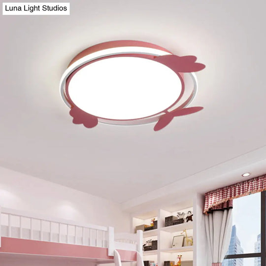 Nordic Style Bird Ceiling Light Fixture With Acrylic Led - Pink/Blue Flush Mount For Bedrooms Pink