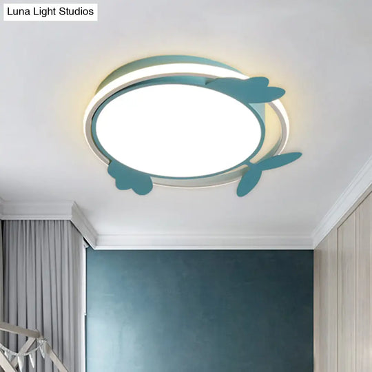 Nordic Style Bird Ceiling Light Fixture With Acrylic Led - Pink/Blue Flush Mount For Bedrooms