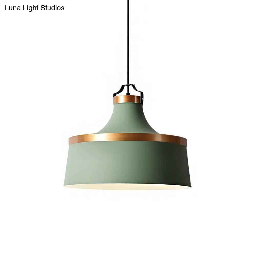 Drum Pendant Light - Nordic Style Metallic Ceiling Fixture For Coffee Shop 1 Black/Blue/Green