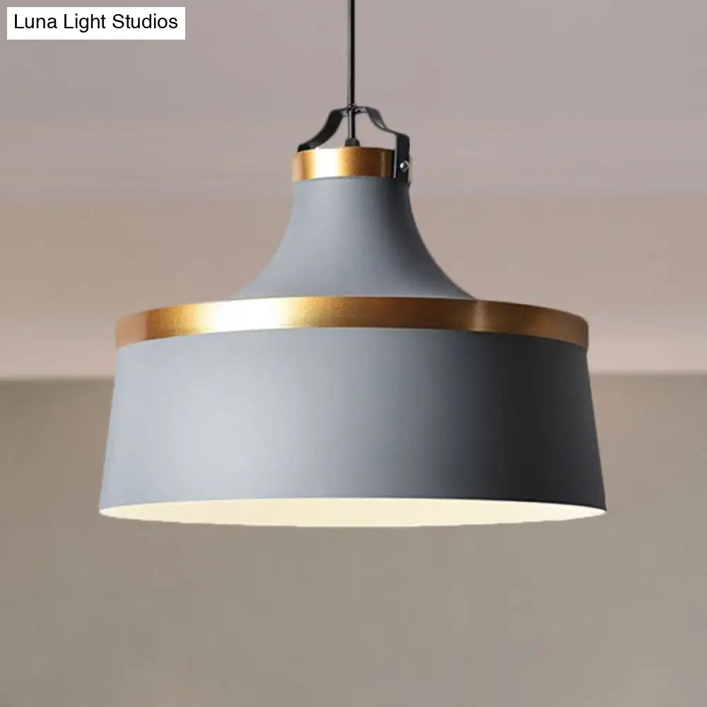 Drum Pendant Light - Nordic Style Metallic Ceiling Fixture For Coffee Shop 1 Black/Blue/Green Grey