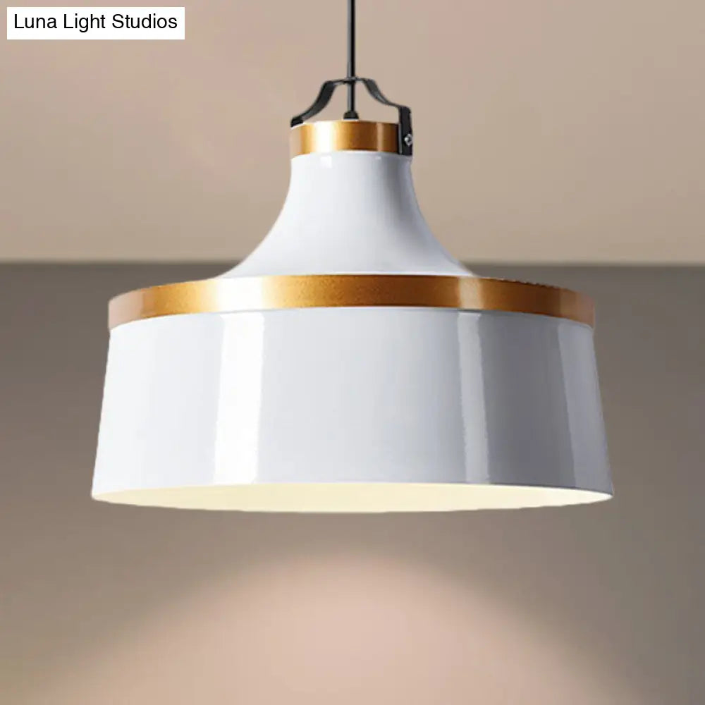 Drum Pendant Light - Nordic Style Metallic Ceiling Fixture For Coffee Shop 1 Black/Blue/Green