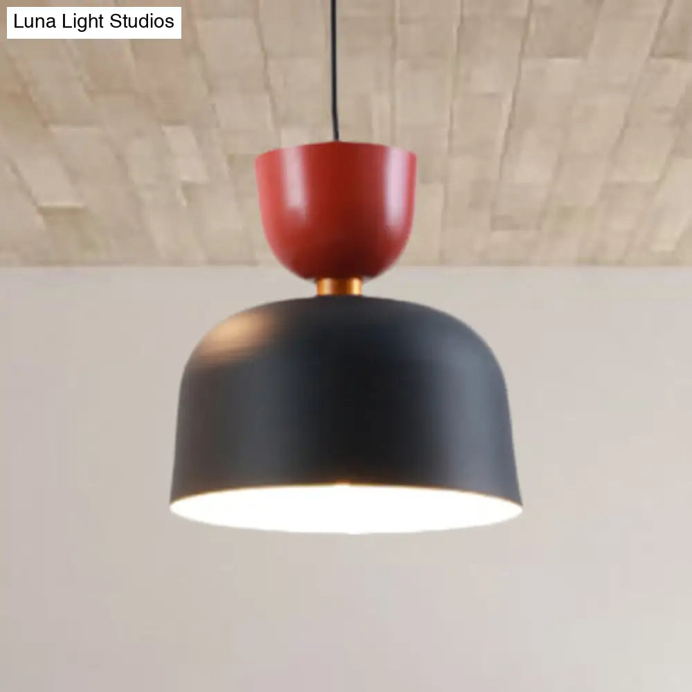 Nordic Style Black Metal Pendant Light With Cone/Dome Shade Ideal For Living Rooms - 1 2/3 Diameter