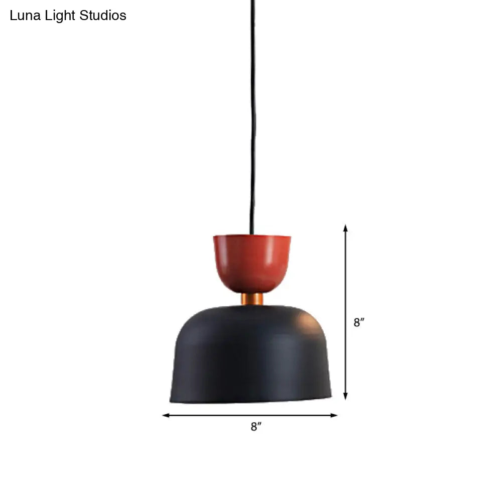 Nordic Style Black Metal Pendant Light With Cone/Dome Shade Ideal For Living Rooms - 1 2/3 Diameter