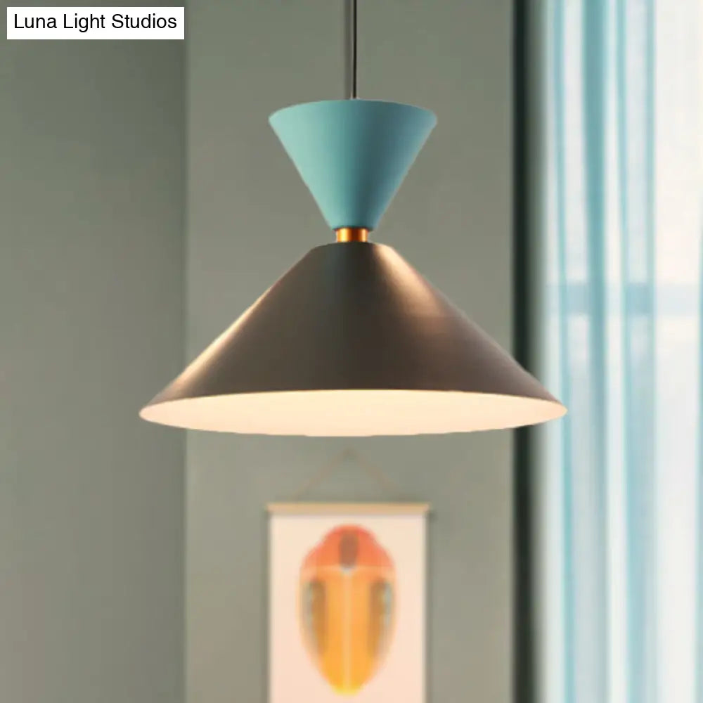 Nordic Style Black Cone/Dome Pendant Light - Metal 1-Light Ceiling Hanging Lamp 2’/3’ Diameter