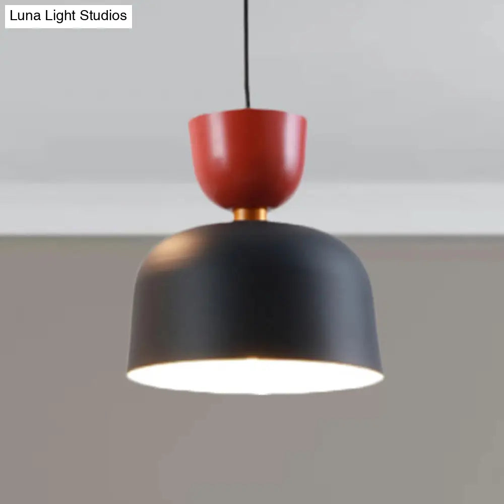 Nordic Style Black Metal Pendant Light With Cone/Dome Shade Ideal For Living Rooms - 1 2/3 Diameter