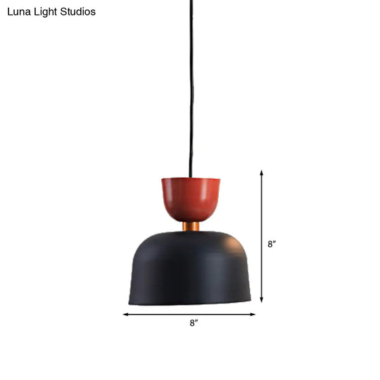 Nordic Style Black Cone/Dome Pendant Light - Metal 1-Light Ceiling Hanging Lamp 2’/3’ Diameter