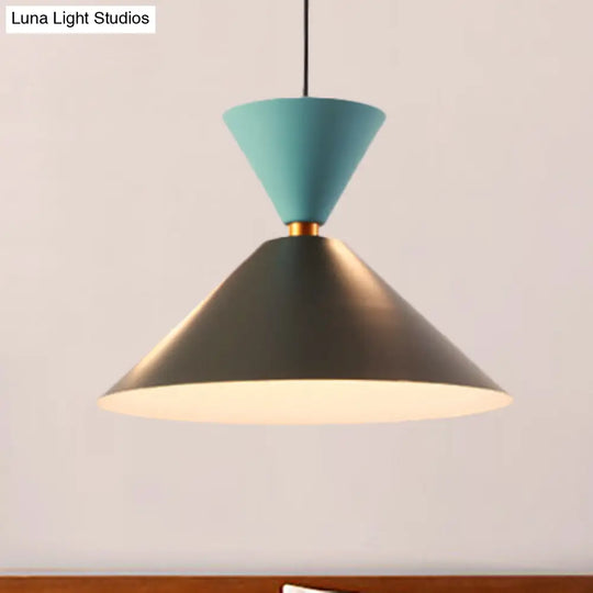 Nordic Style Black Metal Pendant Light With Cone/Dome Shade Ideal For Living Rooms - 1 2/3 Diameter