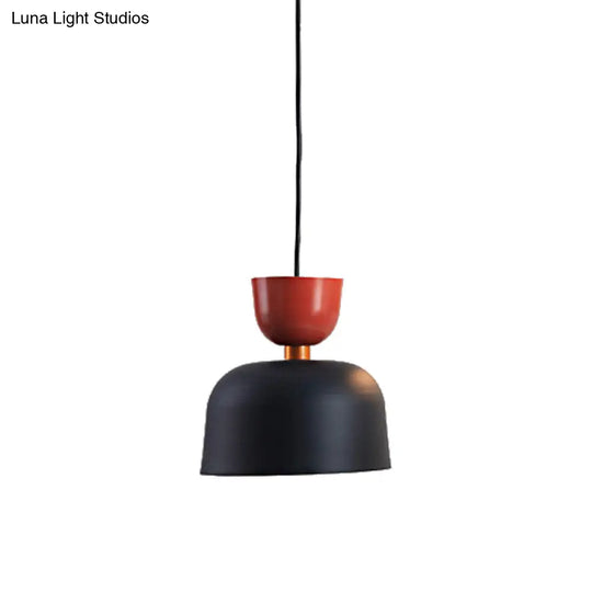 Nordic Style Black Cone/Dome Pendant Light - Metal 1-Light Ceiling Hanging Lamp 2’/3’ Diameter