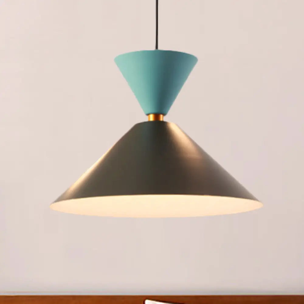 Nordic Style Black Cone/Dome Pendant Light - Metal 1-Light Ceiling Hanging Lamp 2’/3’ Diameter