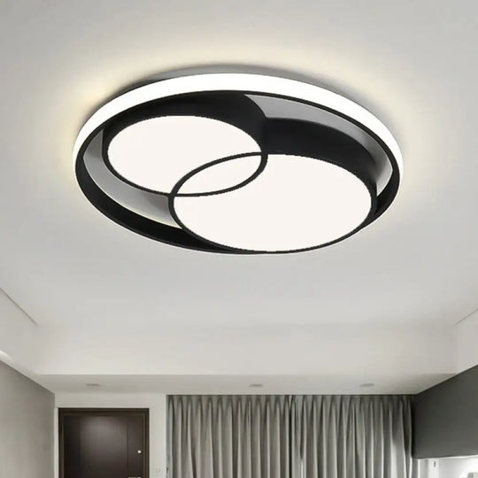 Nordic - Style Black Led Flush Mount Ceiling Light For Bedroom With Aluminum Frame / Remote Control