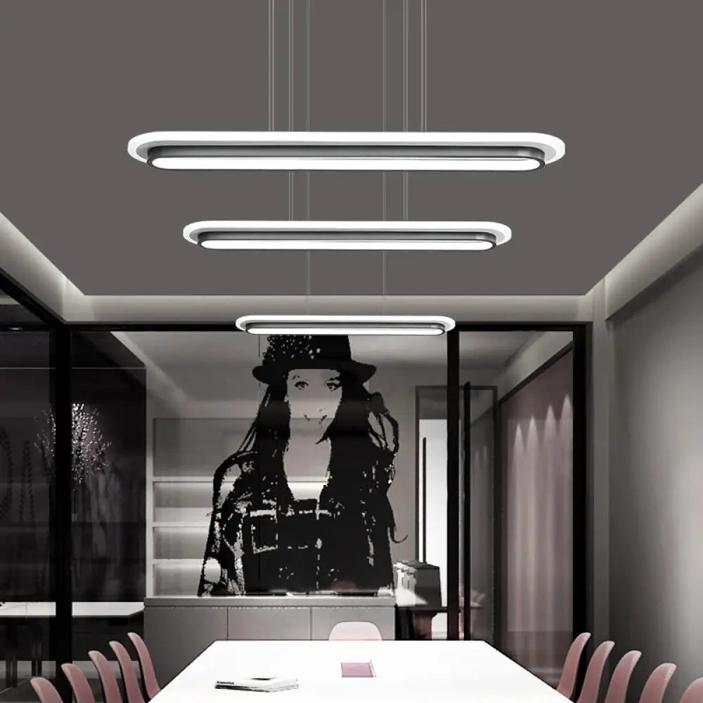 Nordic Style Black & White Elliptical Island LED Suspension Lamp ...