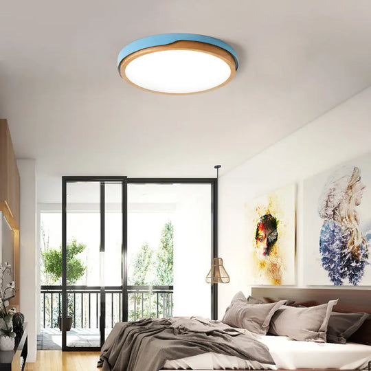 Nordic Style Blue/White Flush Mount Light For Bedroom Ceiling Blue / White