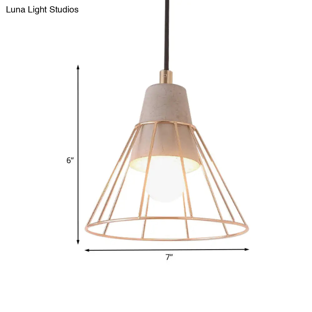 Gold Adjustable Nordic Pendant Light With Caged Design