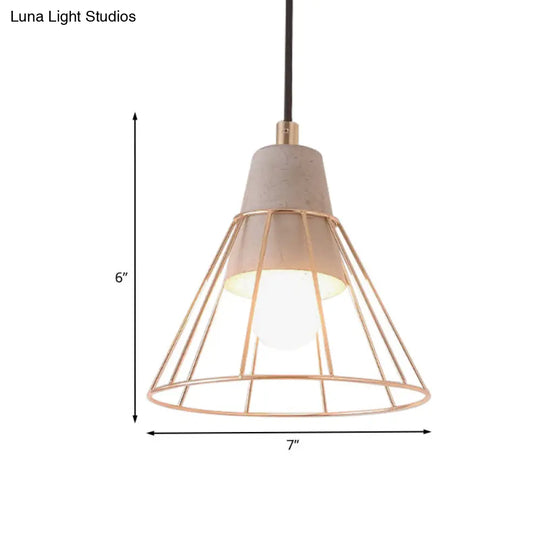 Gold Adjustable Nordic Pendant Light With Caged Design