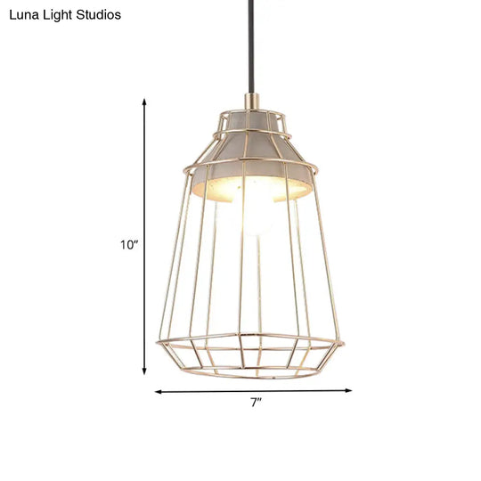 Gold Adjustable Nordic Pendant Light With Caged Design