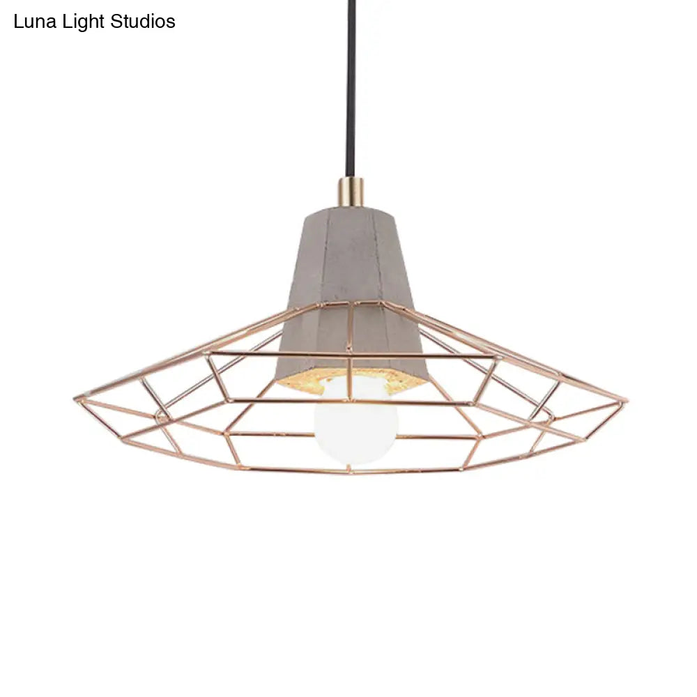 Gold Adjustable Nordic Pendant Light With Caged Design