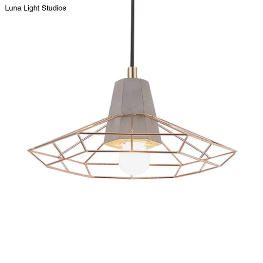 Gold Adjustable Nordic Pendant Light With Caged Design