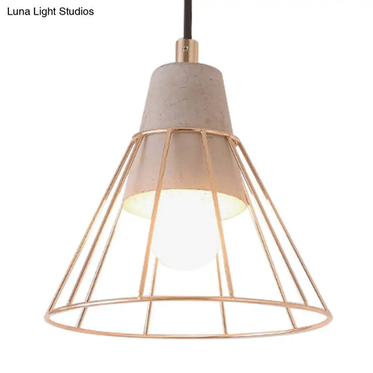 Gold Adjustable Nordic Pendant Light With Caged Design