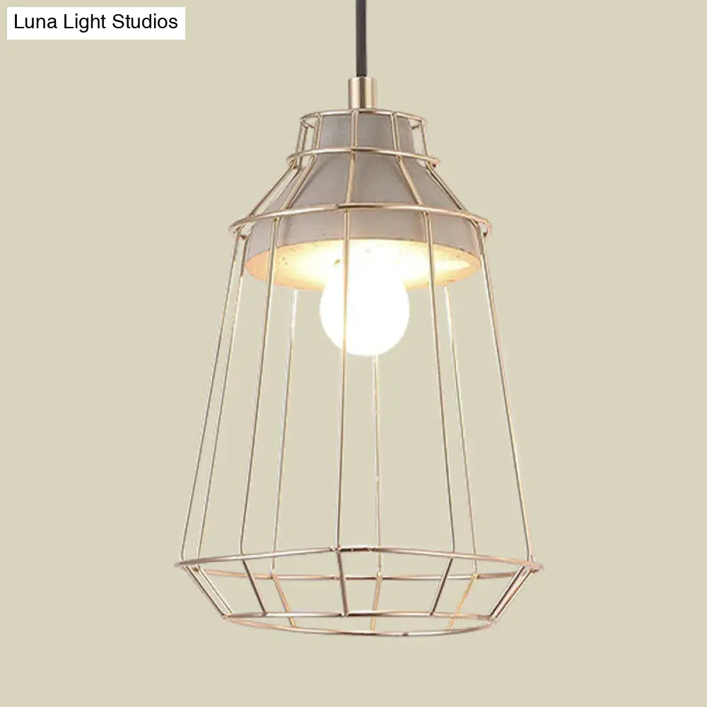 Nordic Style Caged Pendant Lamp - Adjustable Cord Gold Finish