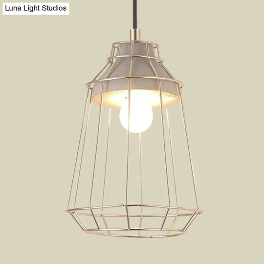 Nordic Style Caged Pendant Lamp - Adjustable Cord Gold Finish