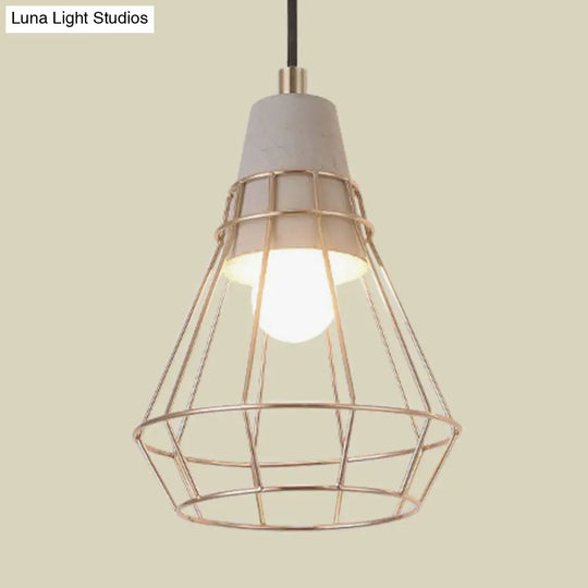 Gold Adjustable Nordic Pendant Light With Caged Design